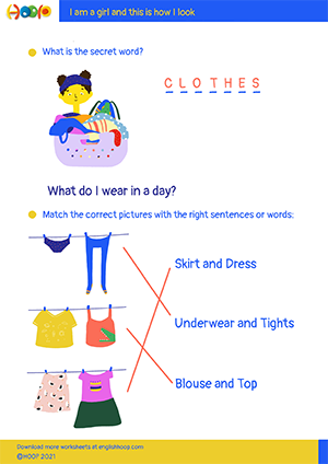 I Am A Girl And This Is How I Look – Worksheet – Answers