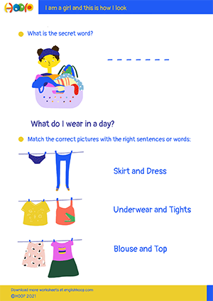 I Am A Girl  And This Is How I Look – Worksheet